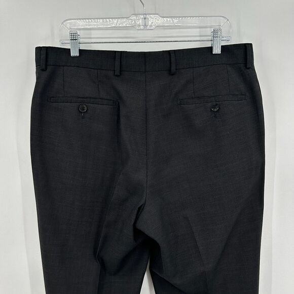 HUGO BOSS Men's 100% Wool Charcoal Gray Straight Leg Trouser Dress Pants Size 36 - Picture 4 of 8